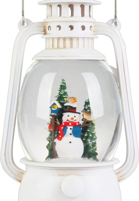 LED vianočná dekorácia, Lampáš snehuliak, plast, 1xLED teplá biela, 3xAA