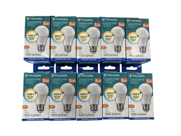 TRACON ŽIAROVKA SET - LED, A60, E27, 10W, 4000K, 990lm (1set=10ks)