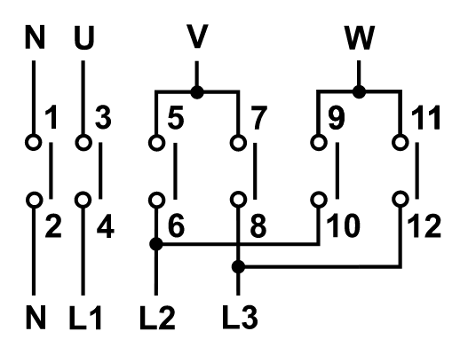 Vypínač vačkový (reverz.) 25A