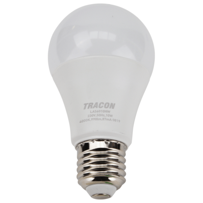Žiarovka LED, A60, E27, 10W, 4000K - 990lm, TRACON