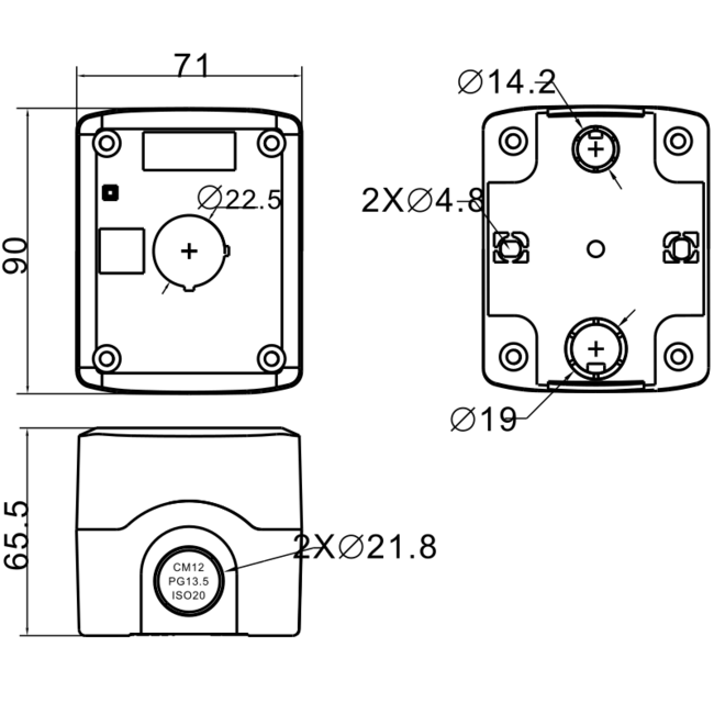 Krabicová zostava k tlačidlám, sivá, 1, IP65