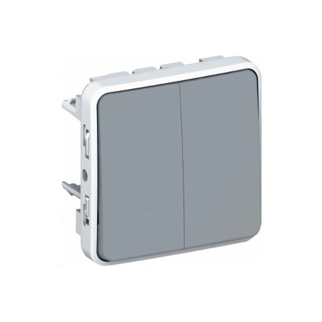 PLEXO - vypínač č.6+6, IP55,(bez krabice) sivý