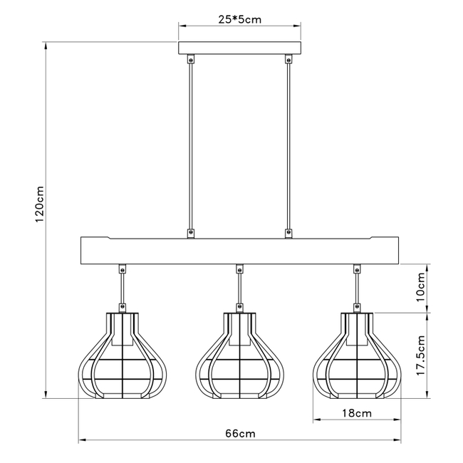 Závesné svietidlo CLASTRA - E27,IP20 - 15388-3H