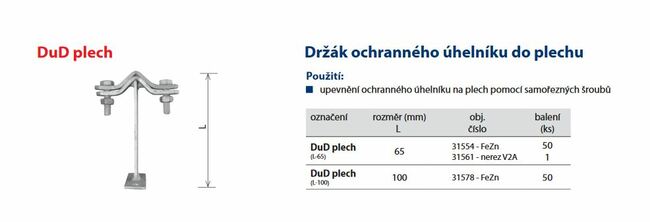 Držiak ochranného uholníka DOU plech DuD 100mm