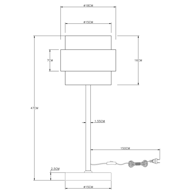 Stolová lampa MILLEY - 60W,E27,IP20 - 15560T