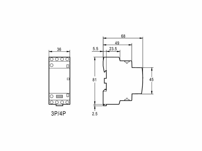 Modulárny stýkač TRACON 230V, 2 Mod, 4×NO, 25A