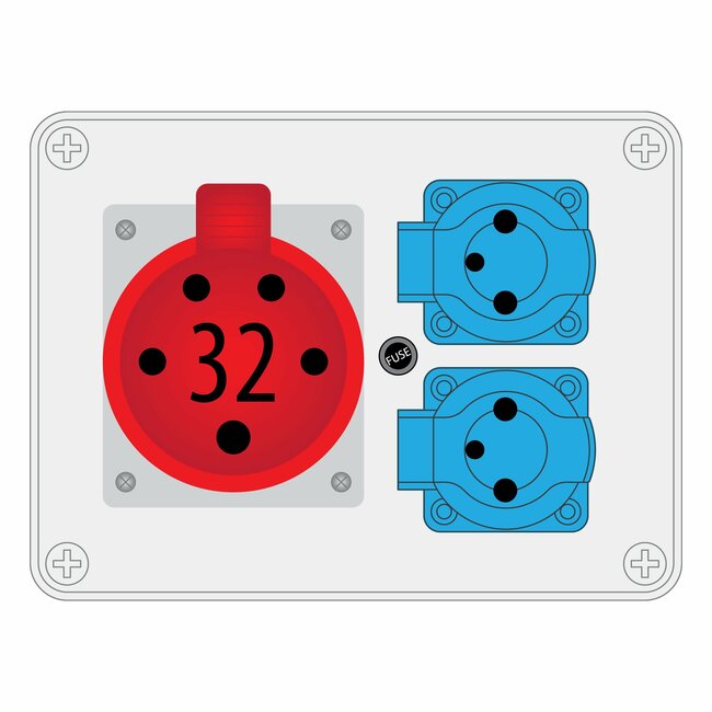 Rozvodnica zásuvková R-BOX,32/5+2x250V