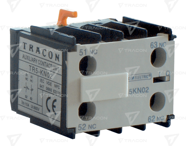 Pomocný kontakt TRACON čelný k miniatúrnym stýkačom TR1K, 230V, 50Hz, 2A, 2×NC+2×NO