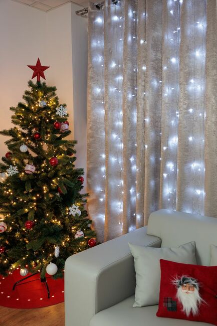 Reťaz MagicHome Vianoce Curtain, 160 LED studená biela, 230V, 50 Hz, 8 funkcií, časovač, o