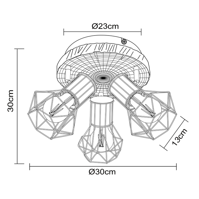 Stropné svietidlo PRISKA - 60W,E27,IP20 - 54017W-3