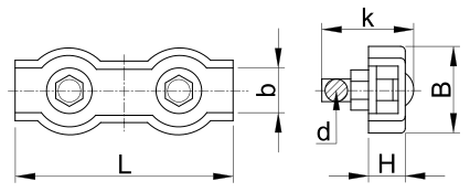 Lanová svorka dvojskrutková duplex, pozinkovaná oceľ d=5mm, M5