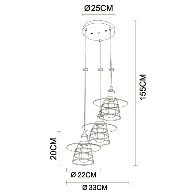 Závesné svietidlo VIEJO - 60W,E27 - 15086-3BH