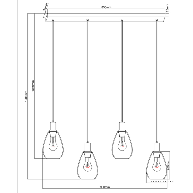 Závesné svietidlo FANNI - 40W,E27,IP20 - 15563-4H