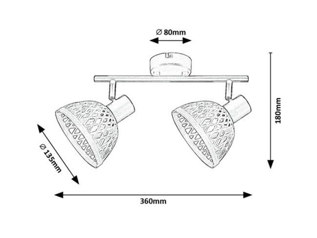 Svietidlo RATTAN - E14/2x max. 15W, IP20 - 3134