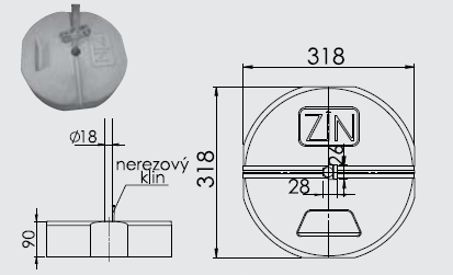 Podstavec k zachytávacej tyči ZIN JP a OB pr.318mm kruhový