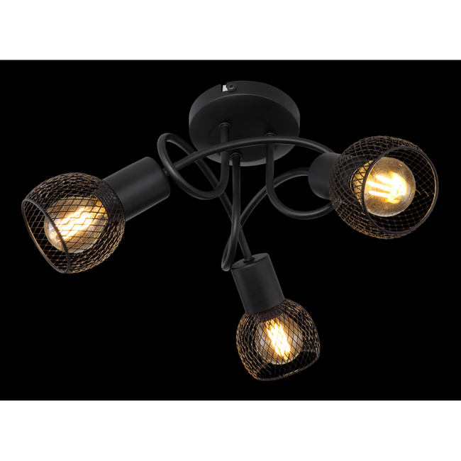 Stropné svietidlo FIASTRA - E14, IP20, čierna - 54028-3S