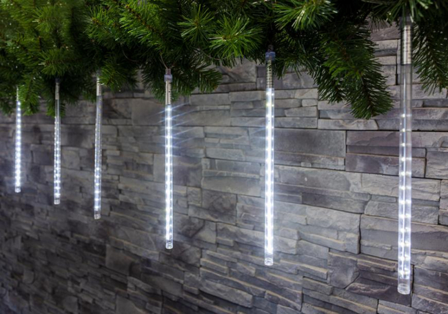 Reťaz Vianoce Icicle, 240 LED studená biela, 8 cencúľov, vodopádový efekt, 230 V