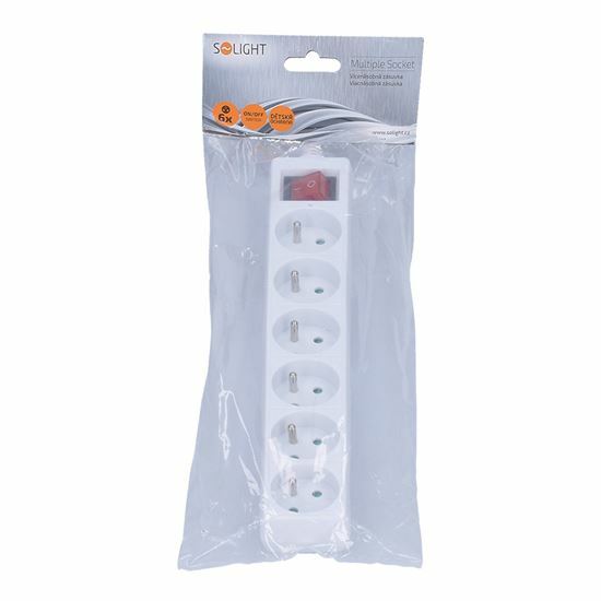 Rozbočovač, viacnásobná zásuvka, 6P s vypínačom