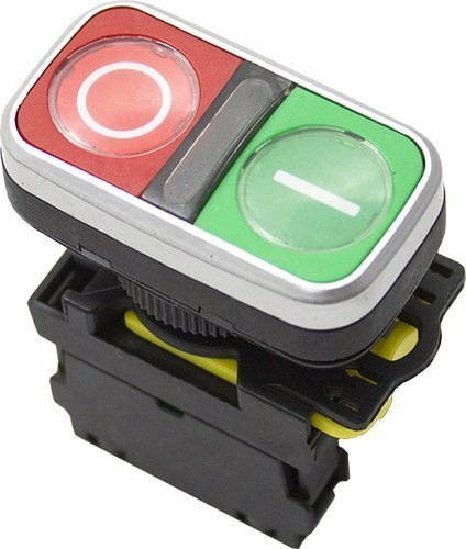 Dvojtlačidlo, I-O, zelené a červené, 5A/230V,IP65