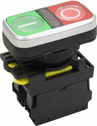Dvojtlačidlo, I-O, zelené a červené, 5A/230V,IP65