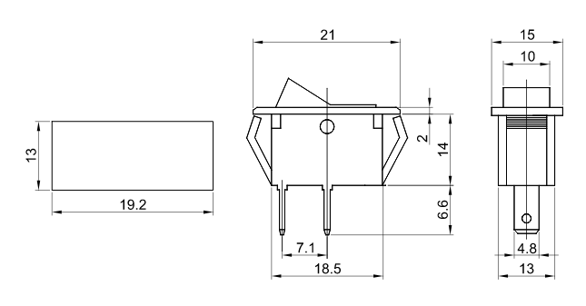 Kolískový vypínač, ON-OFF, čierný