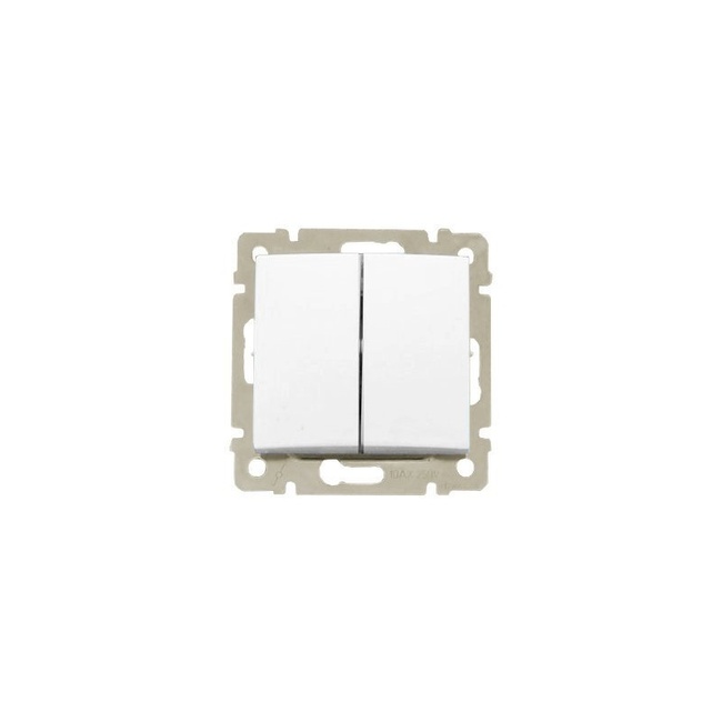 VALENA - 2x vypínač/tlačítko č.:1/0+1/0, biela