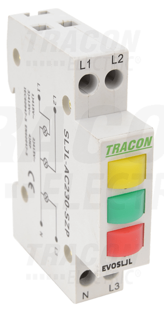 Modulárna kontrolka Led, 3x230V AC, žltá / zelená / červená