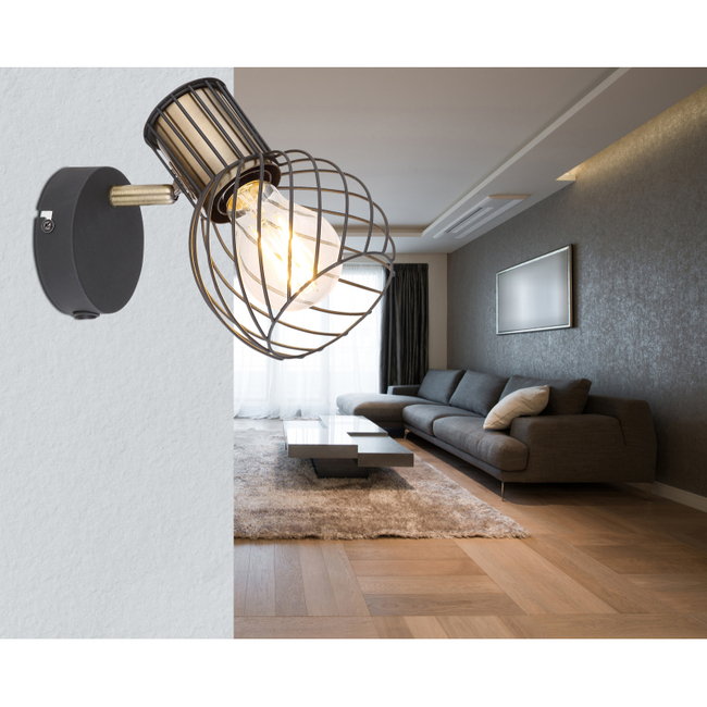 Nástenné svietidlo ARGUSTO - čierna,E27,IP20 - 54013-1