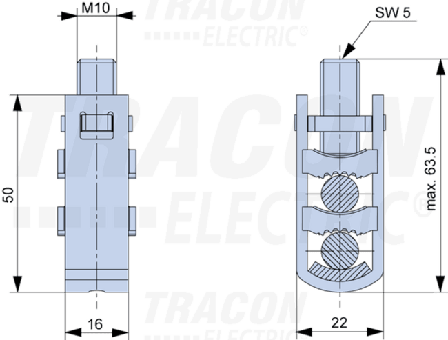 Svorka V, 2×95/50mm2