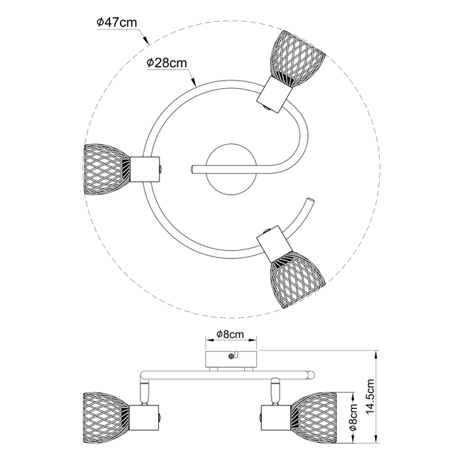 Stropné svietidlo ISABELLE - E14, IP20, kov - 54817-3
