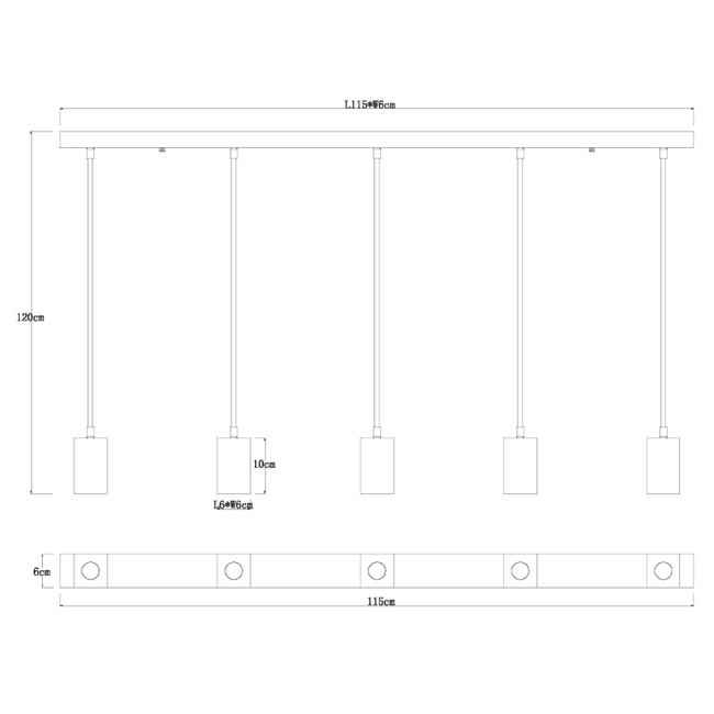 Závesné svietidlo ERNA - 60W,E27,IP20 - 15655-5H