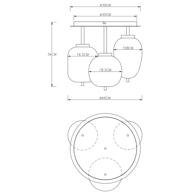Stropné svietidlo BLACKY I - 40W,E14,IP20 - 15345-3DMM