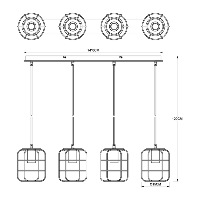 Závesné svietidlo WILLA - E27, IP20 - 54037-4H