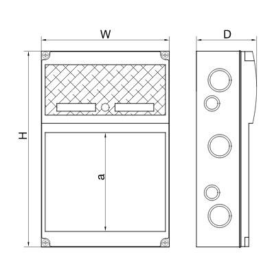 Prázdna zásuvková rozvodnica s DIN lištou, ABS