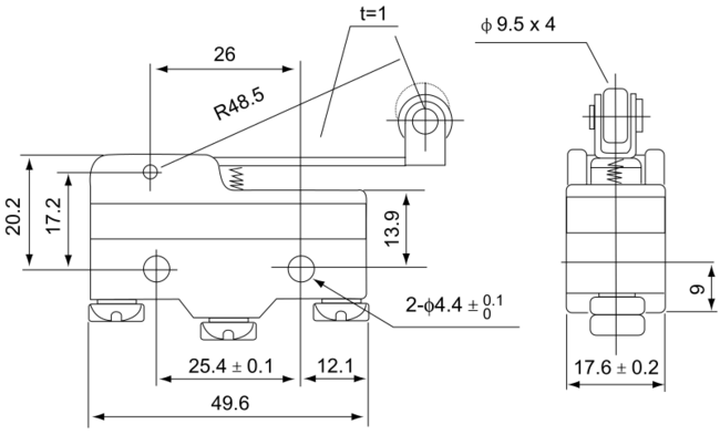 Spínač koncový TRACON s pákou a kladkou