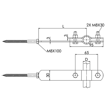 Držiak zachytávacej tyče na upevnenie do muriva DJ1
