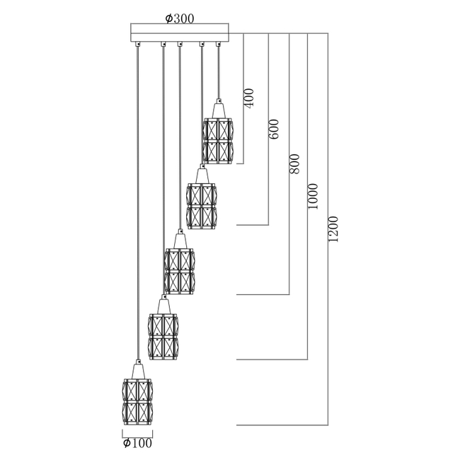 Závesné svietidlo WOLLI - kov, E14, IP20 - 15761-5