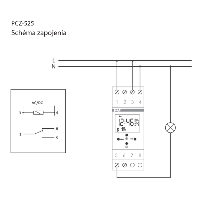 Časovač na DIN, ASTRO hodiny PCZ-525