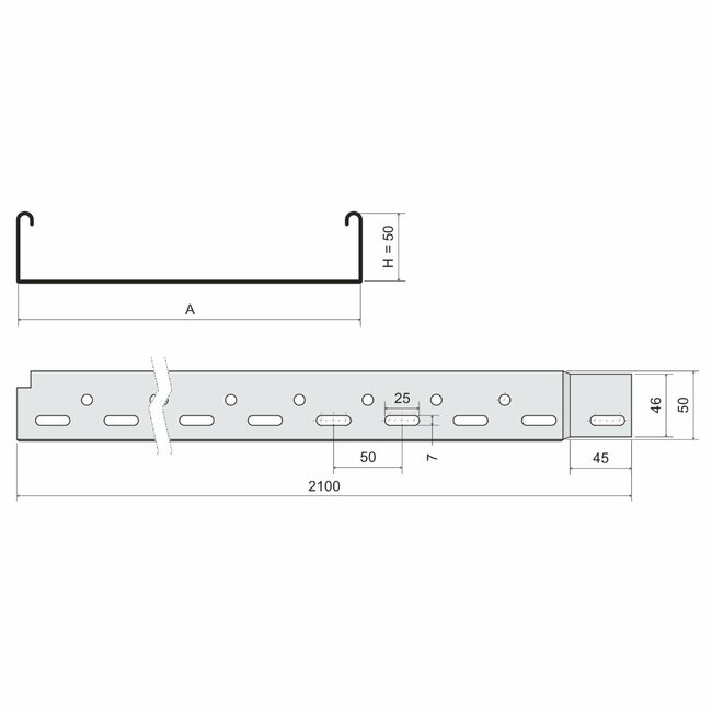 Kovový žľab KOPOS MARS NKZI 50x250x0,70