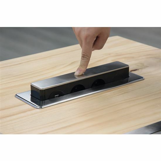 Výsuvný blok zásuviek, 2 zás+USB+HDMI, strieborný