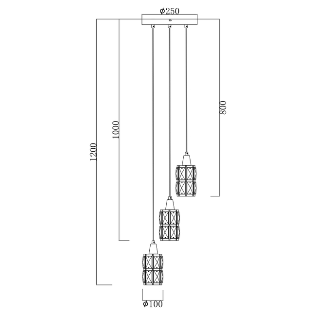 Závesné svietidlo WOLLI - kov, E14, IP20 - 15761-3