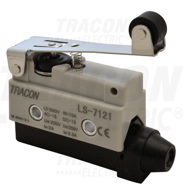 Spínač koncový TRACON s pákou a kladkou 1×CO, 2A/230V AC, 65mm, IP40