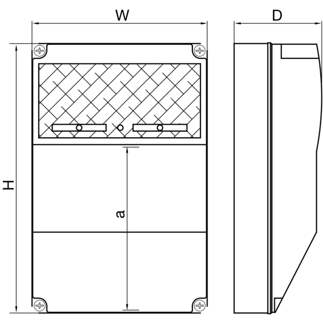 Prázdna zásuvková rozvodnica s DIN lištou, ABS