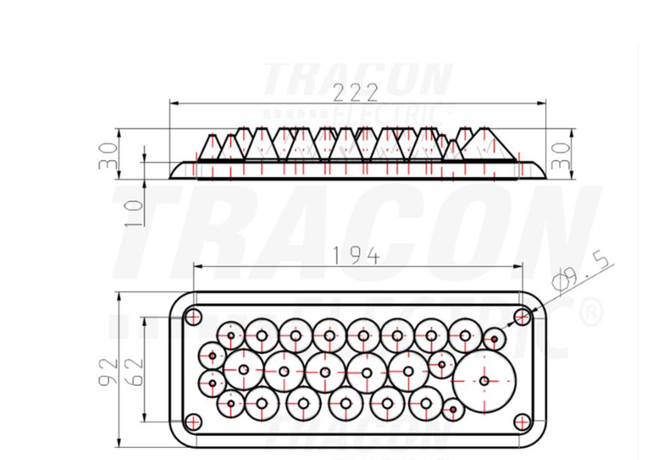Vývodková príruba gumená 222x92 - 25 káblov