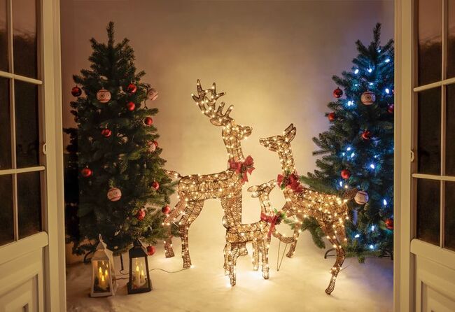 LED vianočná dekorácia, jelienča, kov/motúz, 80xLED teplá biela, 0.6 m