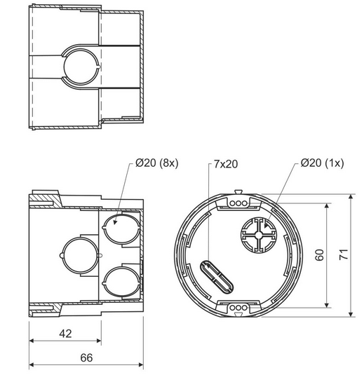 Krabica prístrojová KPR 68, (72x68)