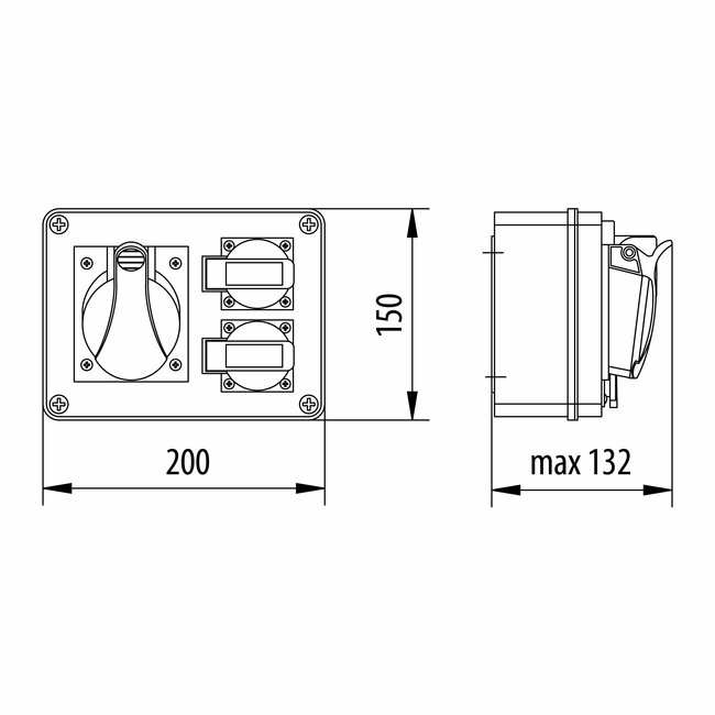 Rozvodnica zásuvková R-BOX,32/5+2x250V