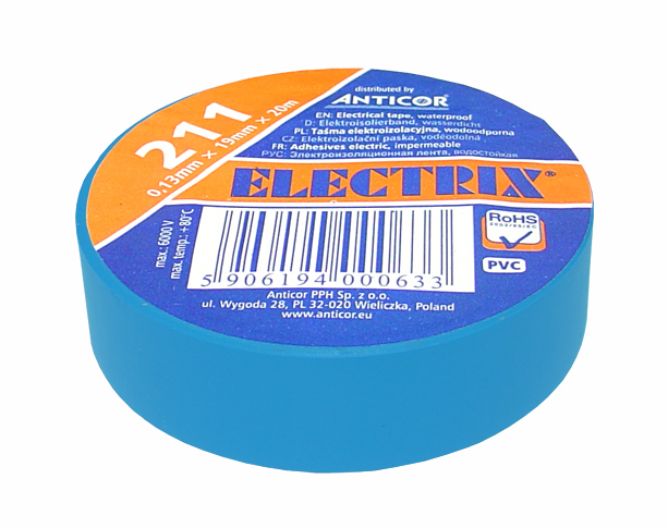 Izolačná páska 19x20m, modrá ELECTRIX 211