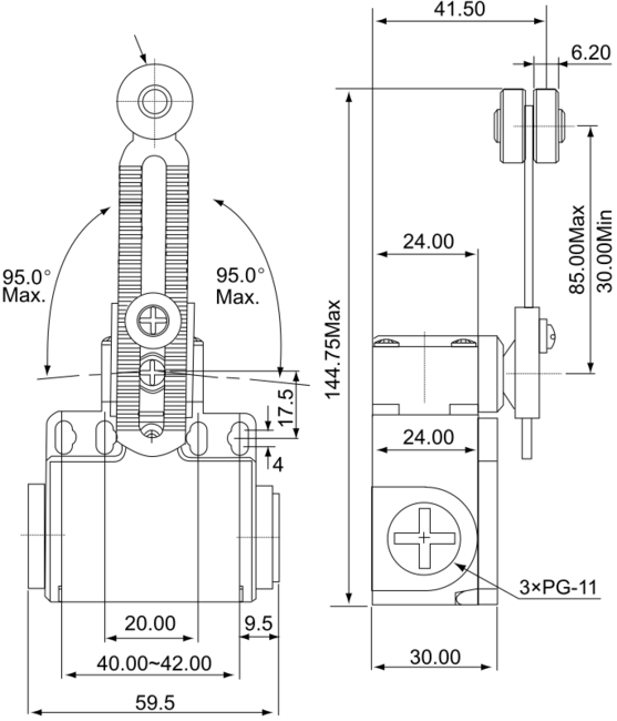 Spínač koncový TRACON páčka-kladka