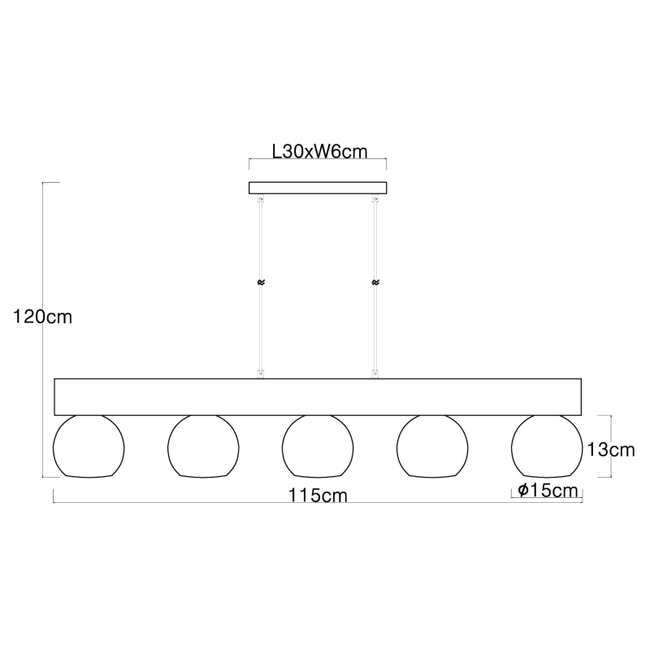Závesné svietidlo MOITAS - E27,IP20 - 15656-5H